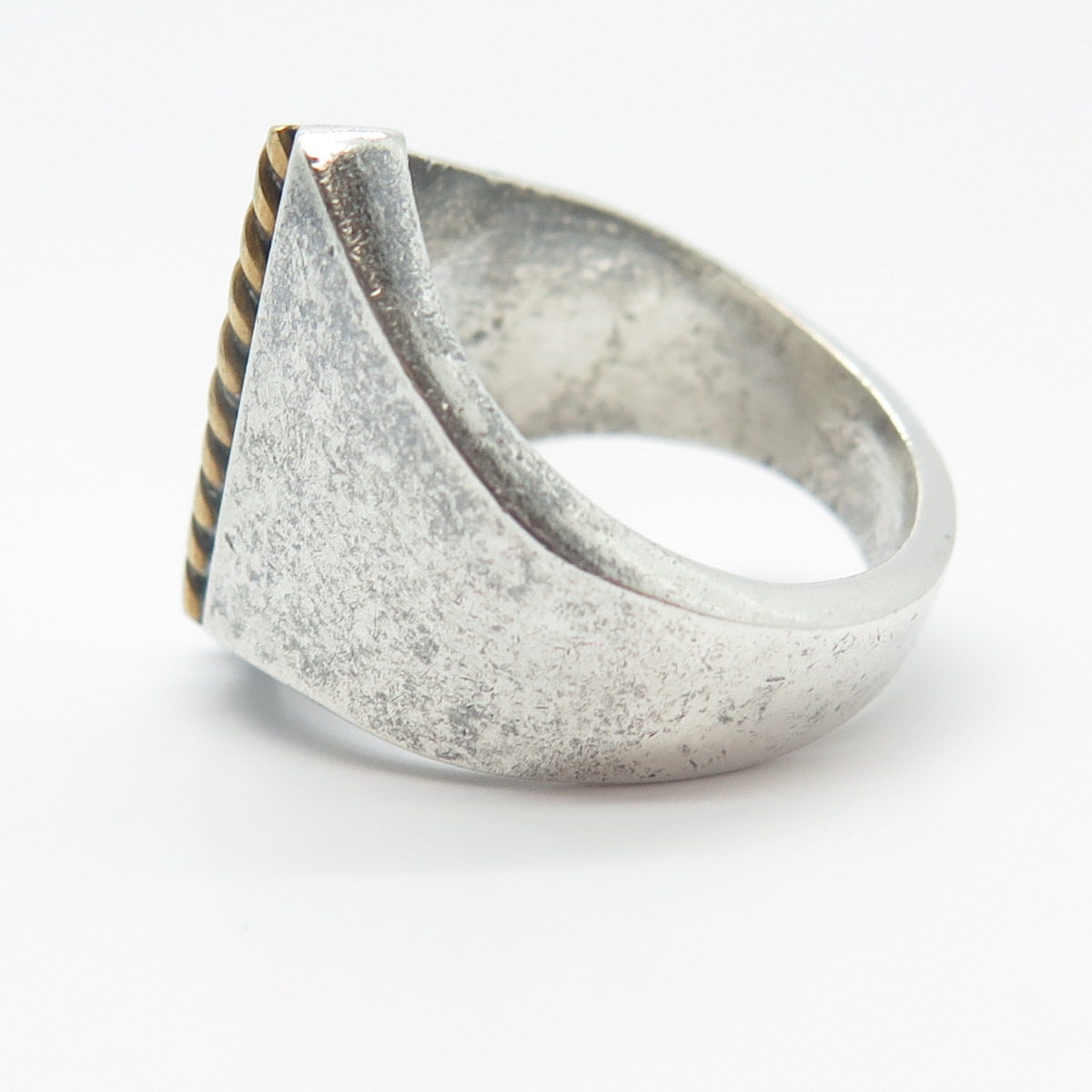 925 Sterling Silver 2-Tone Vintage Mexico Twisted Signet Ring Size 7.75