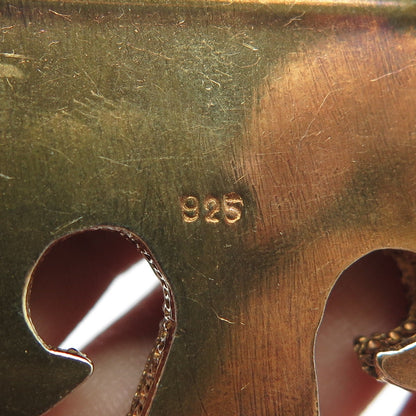 925 Sterling Silver Gold Plated Antique Real Pearl & Turquoise Tree Pin Brooch