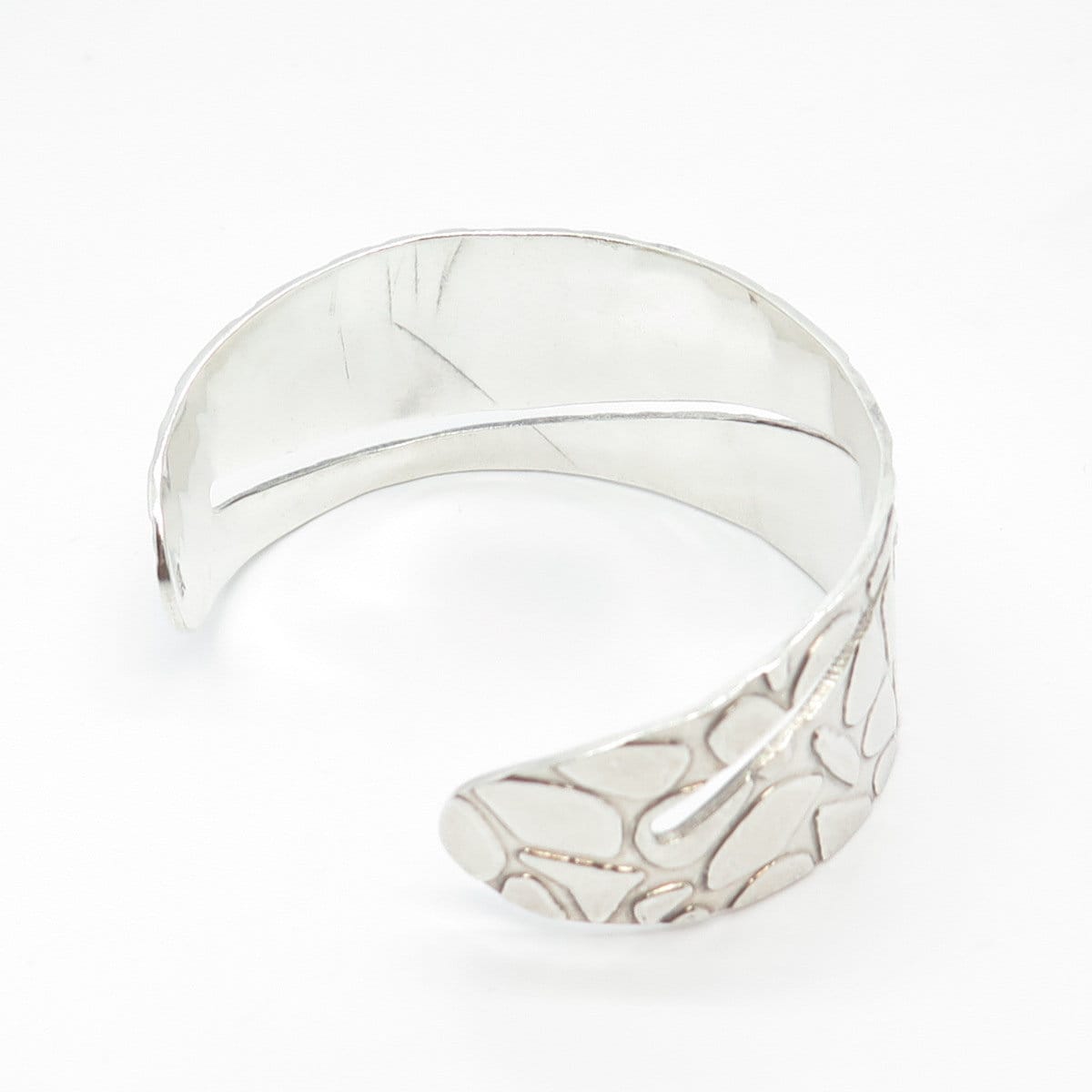 925 Sterling Silver Vintage Pebble Cuff Adjustable Bracelet 7"