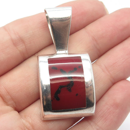 925 Sterling Silver Vintage Real Jasper Gemstone Pendant