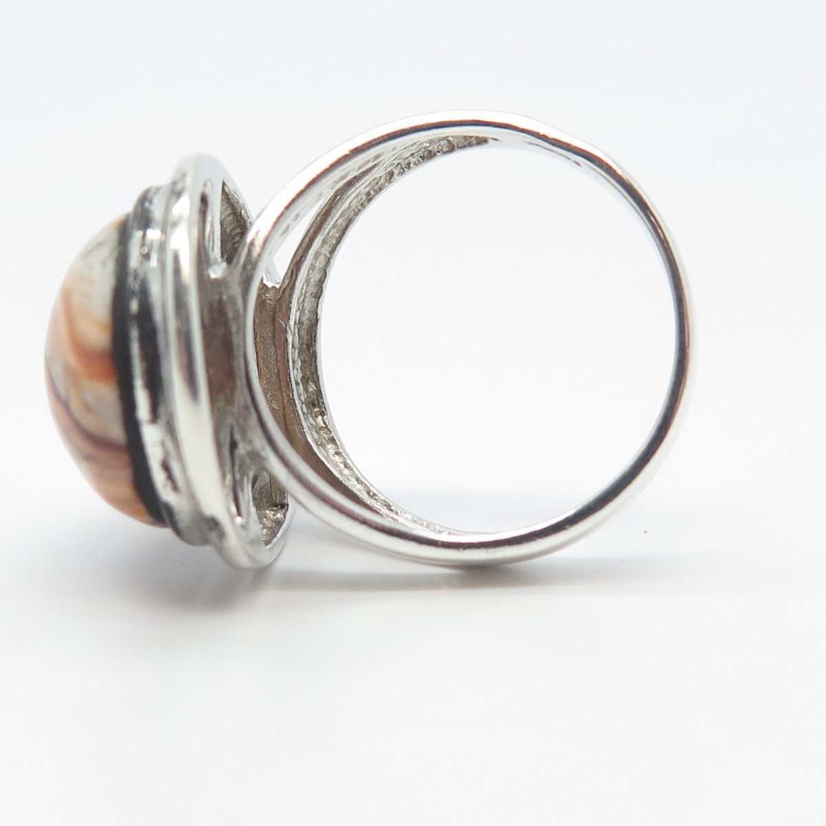 925 Sterling Silver Vintage Real Agate Gemstone Teardrop Ring Size 7