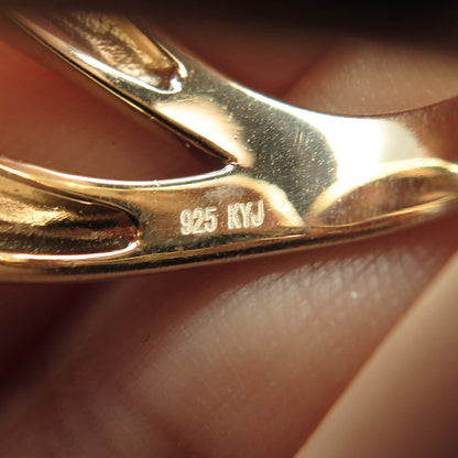 925 Sterling Silver Gold Plated Adjustable Gap Ring Size 8.75