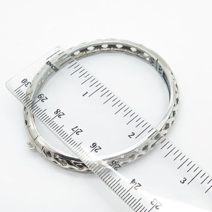 925 Sterling Silver Vintage Ornate Hinged Bangle Bracelet 6.75"