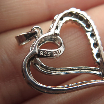 925 Sterling Silver Real Diamond Accent Heart Pendant