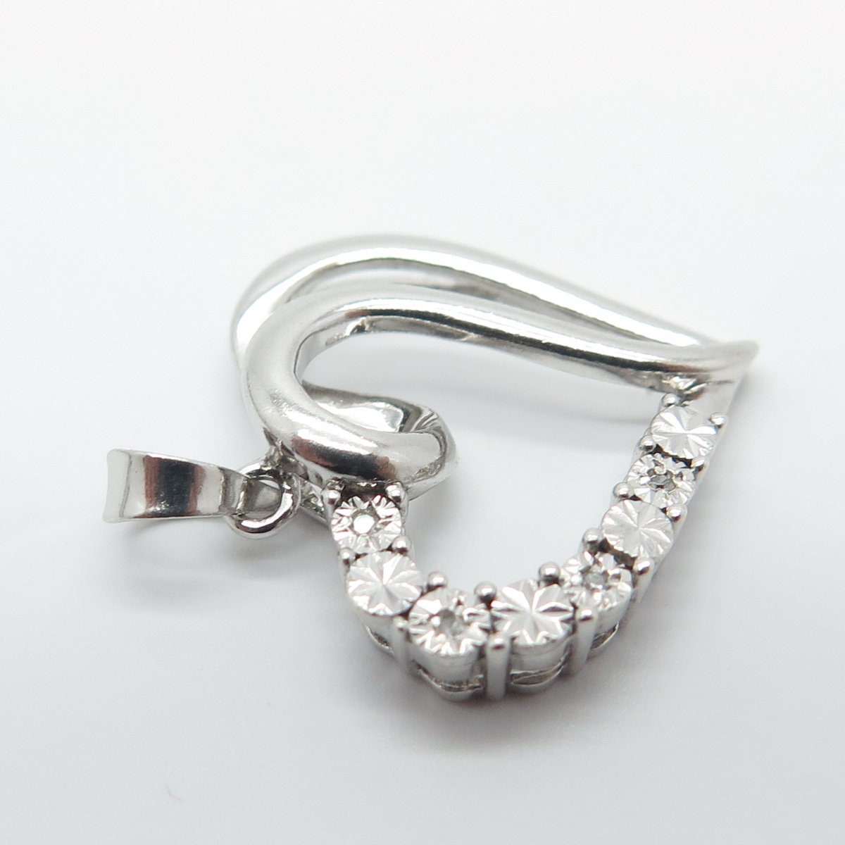 925 Sterling Silver Real Diamond Accent Heart Pendant
