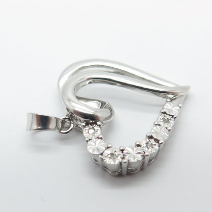 925 Sterling Silver Real Diamond Accent Heart Pendant