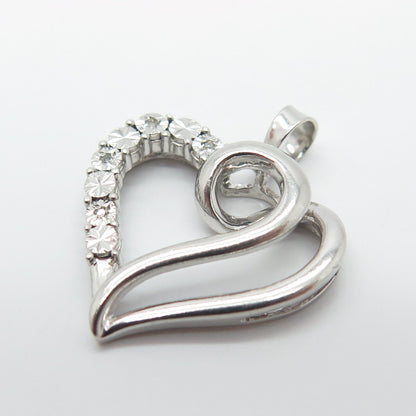 925 Sterling Silver Real Diamond Accent Heart Pendant