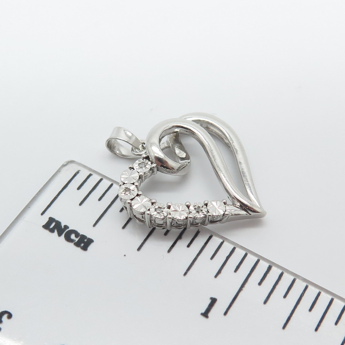 925 Sterling Silver Real Diamond Accent Heart Pendant