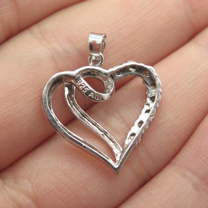 925 Sterling Silver Real Diamond Accent Heart Pendant