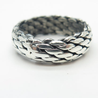 925 Sterling Silver Vintage Woven Band Ring Size 7.75