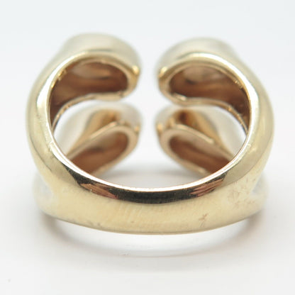 925 Sterling Silver Gold Plated Adjustable Gap Ring Size 8.75