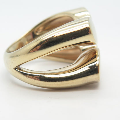 925 Sterling Silver Gold Plated Adjustable Gap Ring Size 8.75