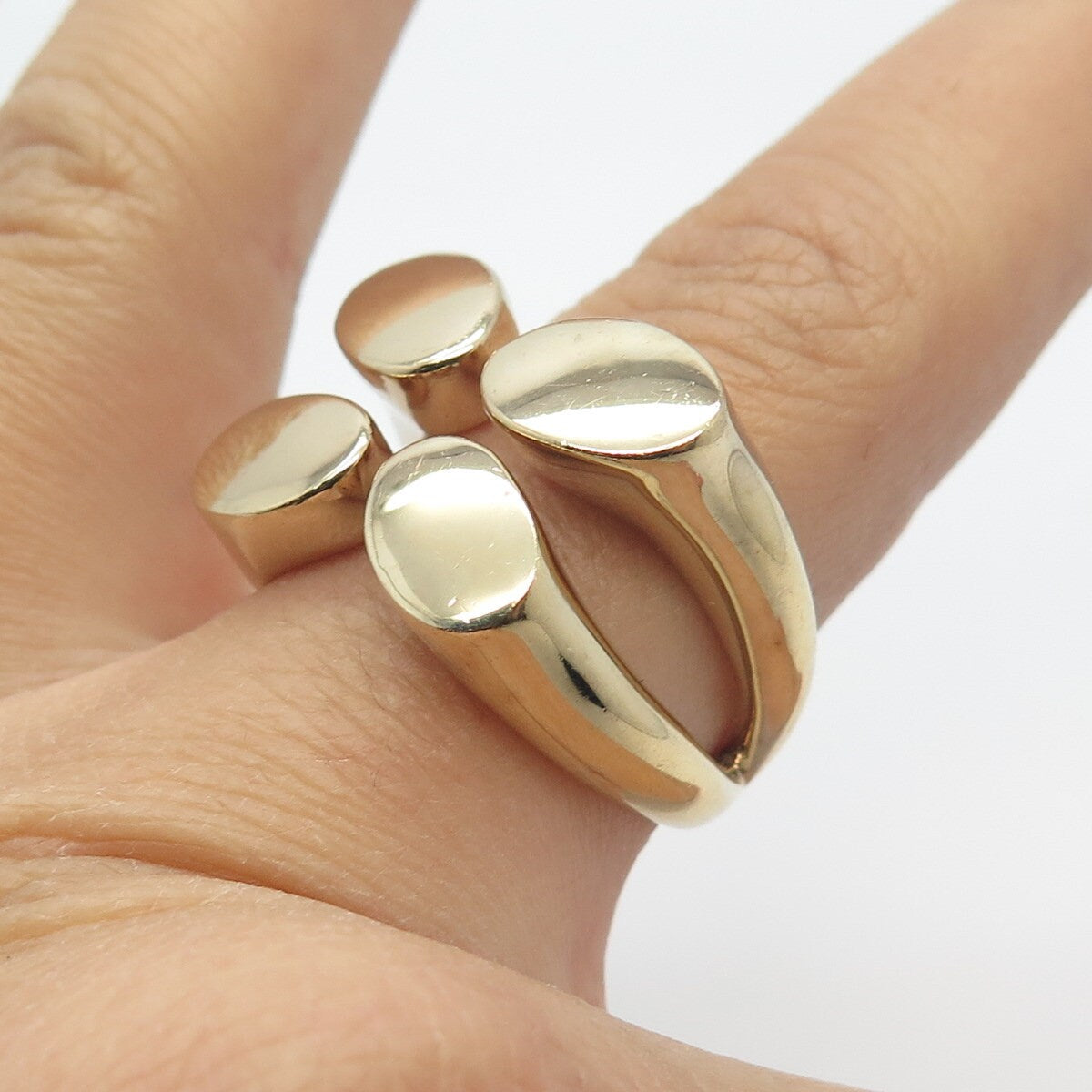 925 Sterling Silver Gold Plated Adjustable Gap Ring Size 8.75