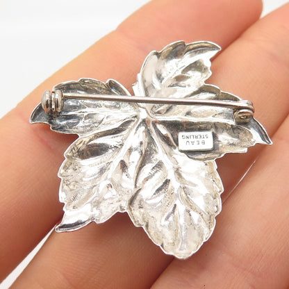 925 Sterling Silver Vintage BEAU Maple Leaf Pin Brooch
