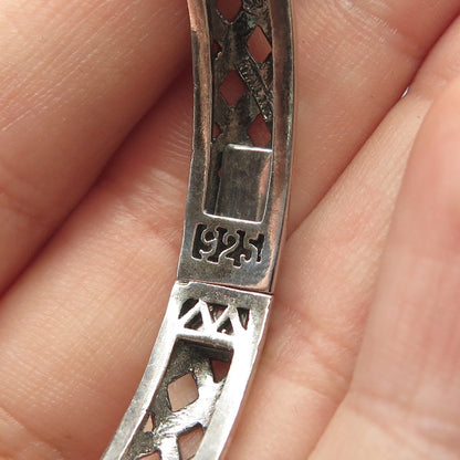925 Sterling Silver Vintage Ornate Hinged Bangle Bracelet 6.75"