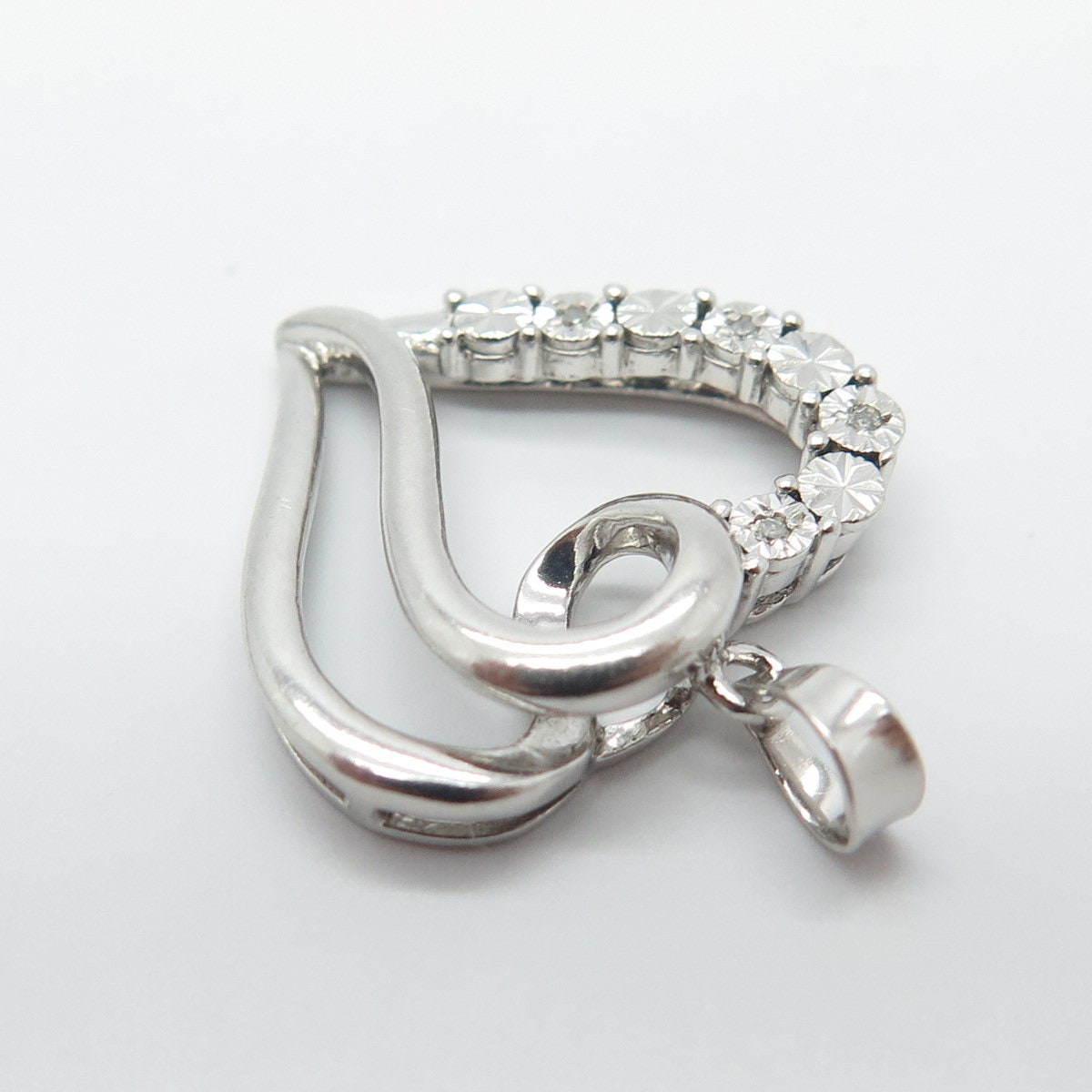 925 Sterling Silver Real Diamond Accent Heart Pendant