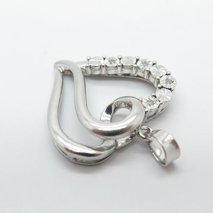925 Sterling Silver Real Diamond Accent Heart Pendant
