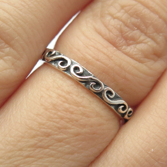 925 Sterling Silver Vintage Swirl Band Ring Size 5