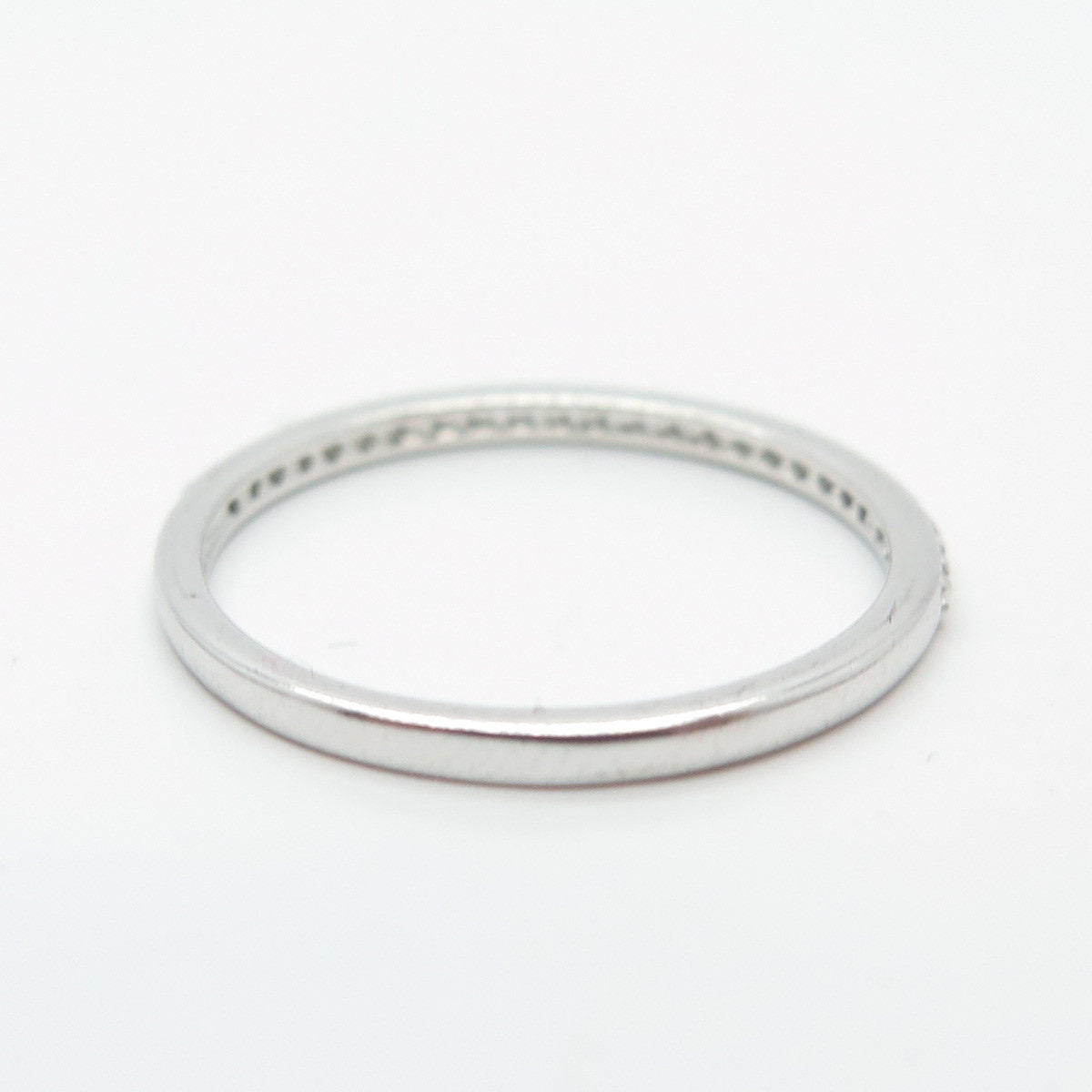 925 Sterling Silver Pave C Z Band Ring Size 6