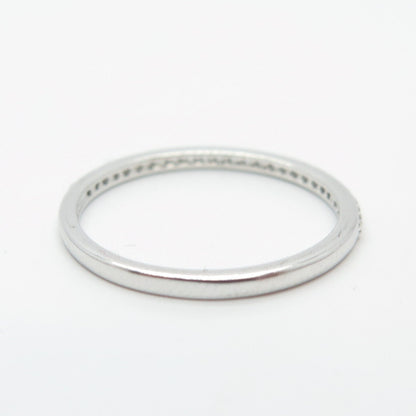 925 Sterling Silver Pave C Z Band Ring Size 6