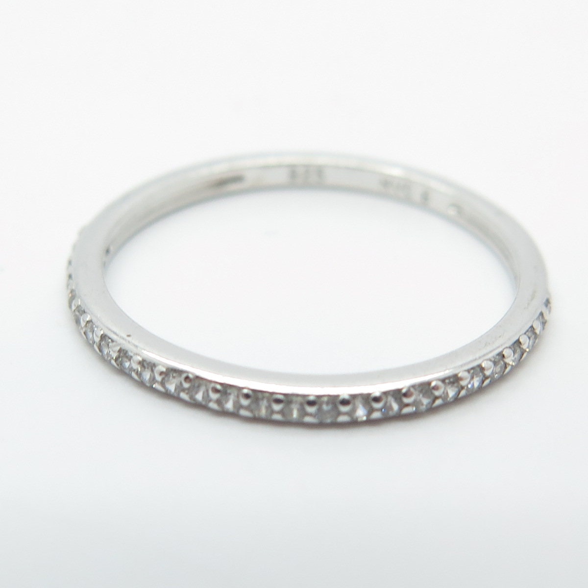 925 Sterling Silver Pave C Z Band Ring Size 6