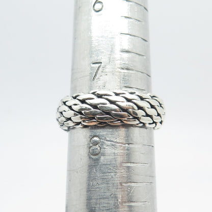 925 Sterling Silver Vintage Woven Band Ring Size 7.75