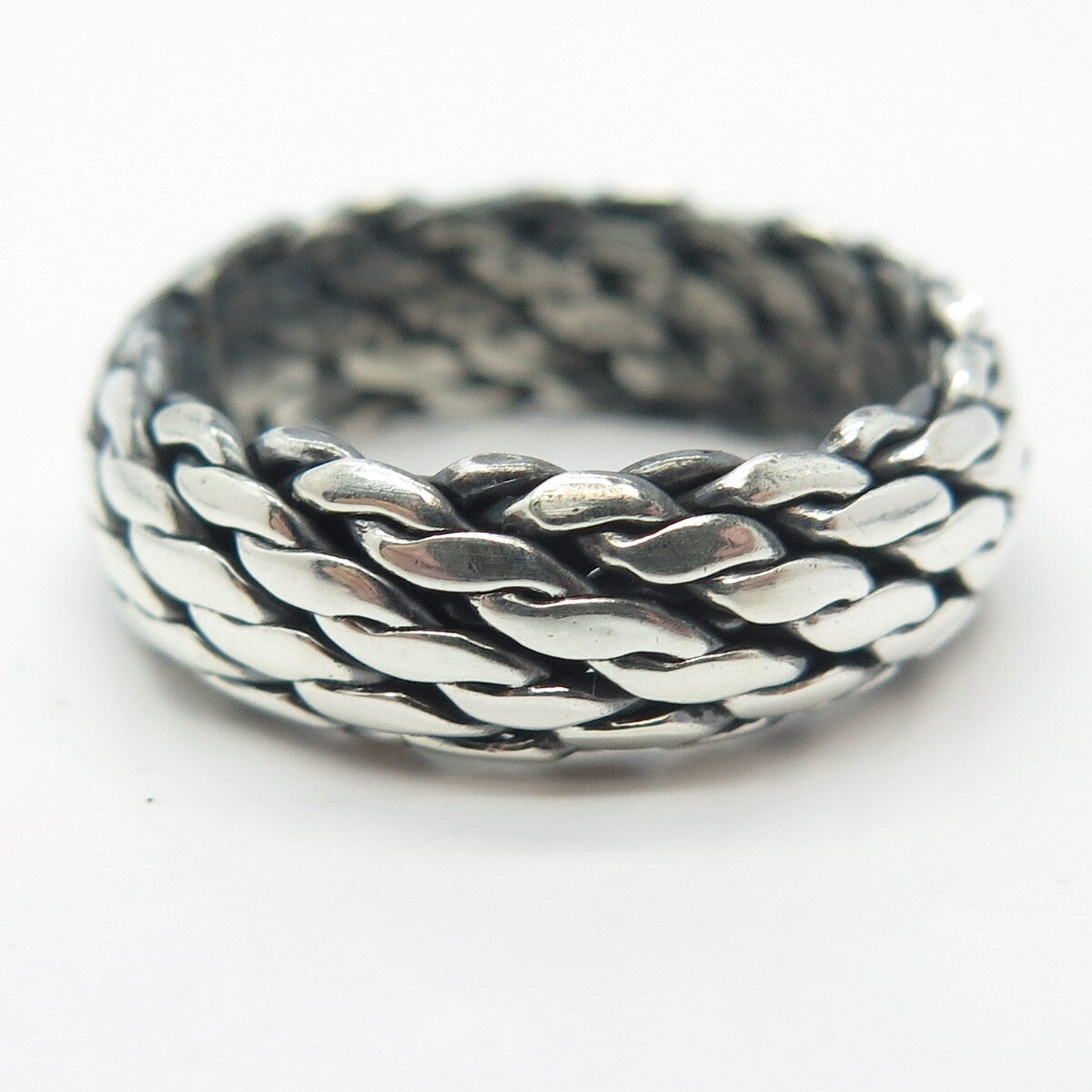 925 Sterling Silver Vintage Woven Band Ring Size 7.75