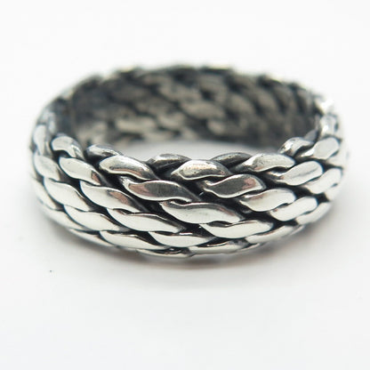 925 Sterling Silver Vintage Woven Band Ring Size 7.75