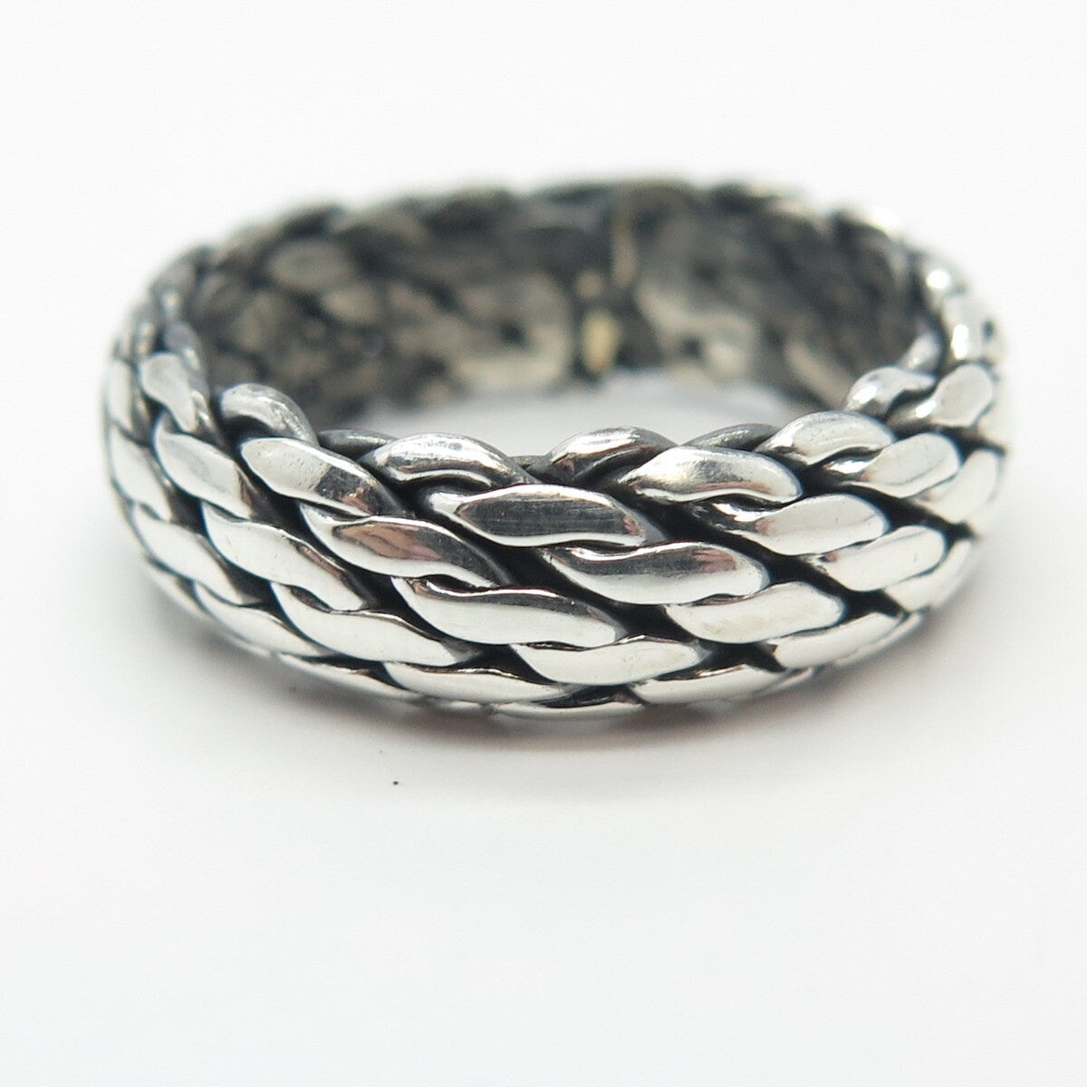 925 Sterling Silver Vintage Woven Band Ring Size 7.75