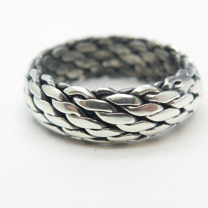 925 Sterling Silver Vintage Woven Band Ring Size 7.75