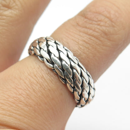 925 Sterling Silver Vintage Woven Band Ring Size 7.75