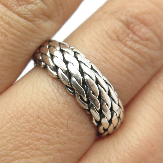 925 Sterling Silver Vintage Woven Band Ring Size 7.75
