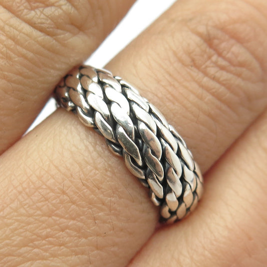 925 Sterling Silver Vintage Woven Band Ring Size 7.75
