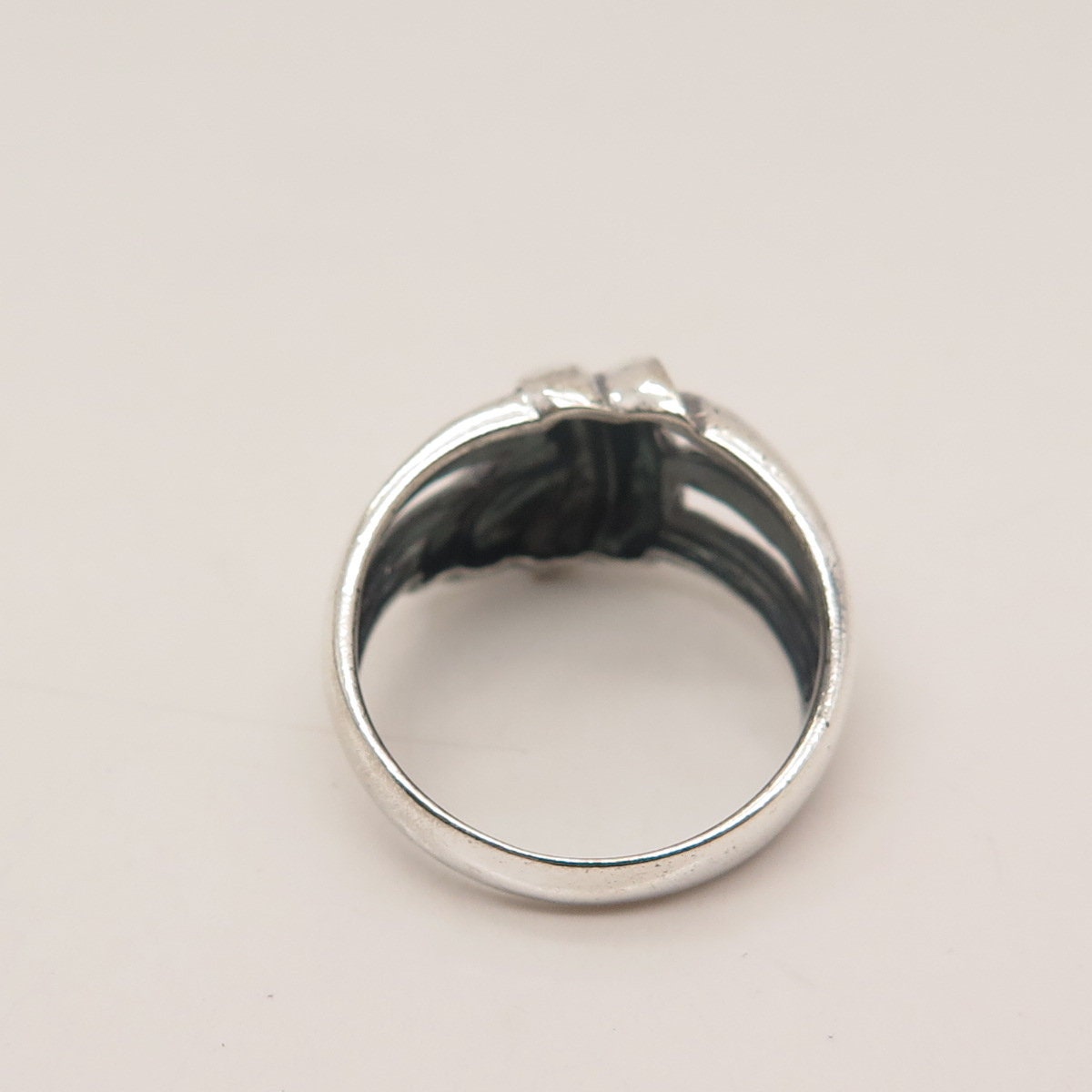 925 Sterling Silver Vintage Ribbed Ring Size 7.25