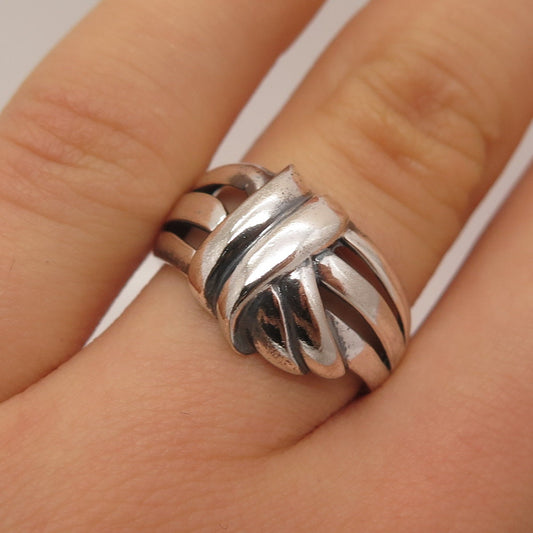 925 Sterling Silver Vintage Ribbed Ring Size 7.25