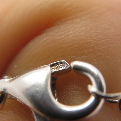 925 Sterling Silver Real Pearl Quartz & Jade Gem Bead Chain Necklace 18"