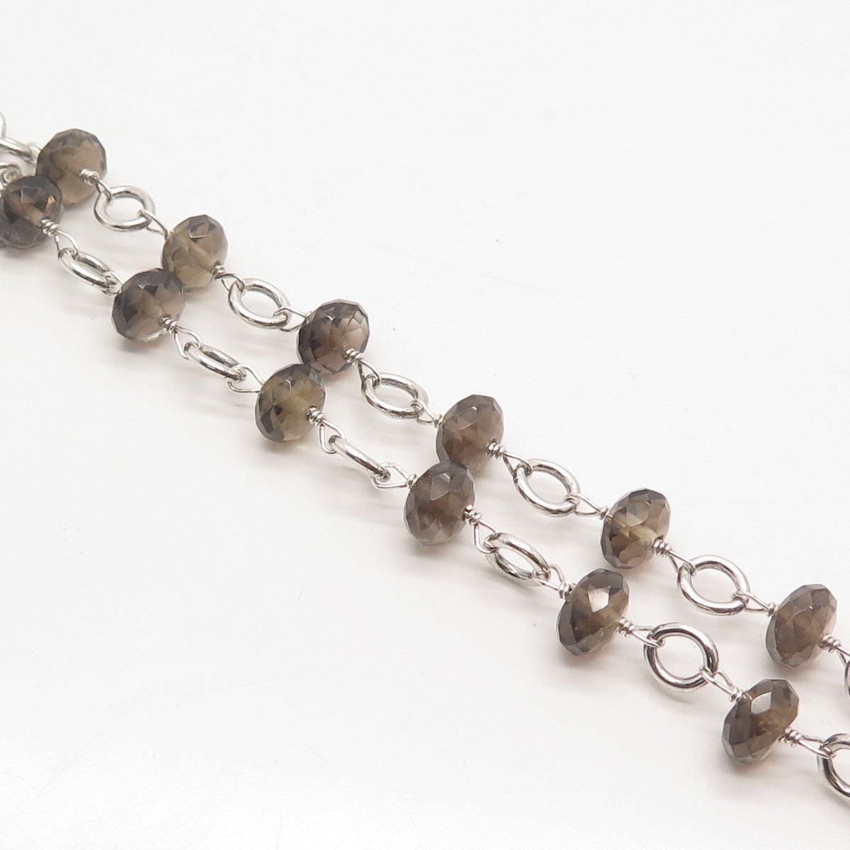 925 Sterling Silver Smoky Quartz "Taken Available" Heart Bead Chain Necklace 16"