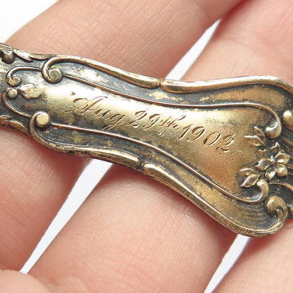 925 Sterling Silver Gold Plated Antique Shepard Mfg. Co. Enamel "August" Spoon