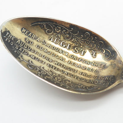 925 Sterling Silver Gold Plated Antique Shepard Mfg. Co. Enamel "August" Spoon