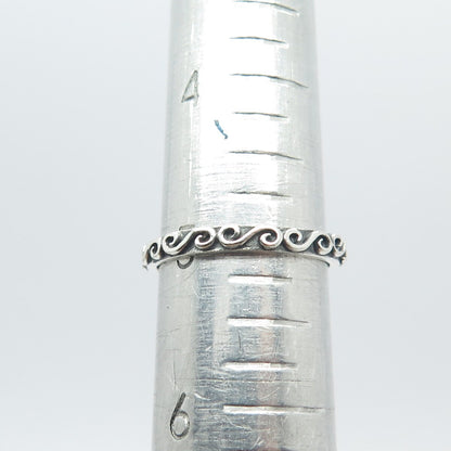 925 Sterling Silver Vintage Swirl Band Ring Size 5
