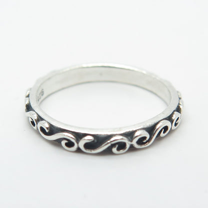 925 Sterling Silver Vintage Swirl Band Ring Size 5