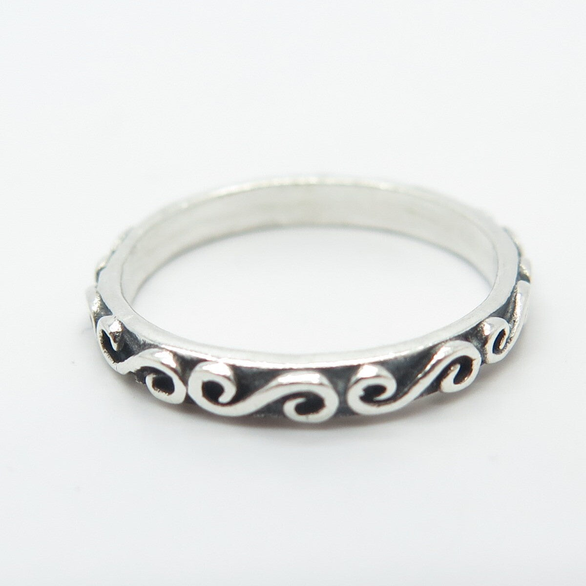 925 Sterling Silver Vintage Swirl Band Ring Size 5
