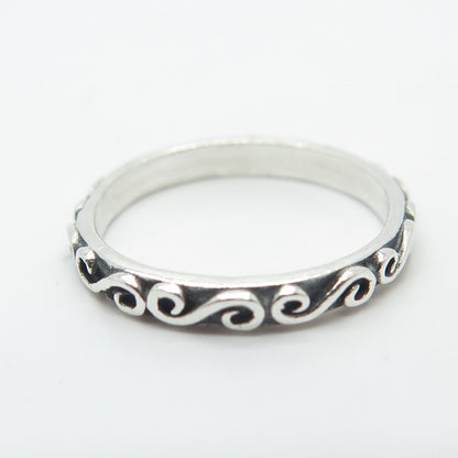 925 Sterling Silver Vintage Swirl Band Ring Size 5