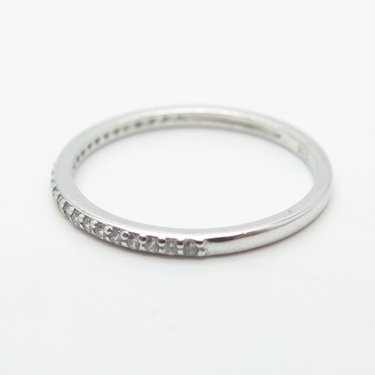 925 Sterling Silver Pave C Z Band Ring Size 6