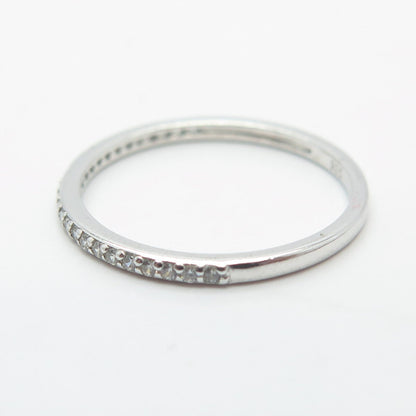 925 Sterling Silver Pave C Z Band Ring Size 6