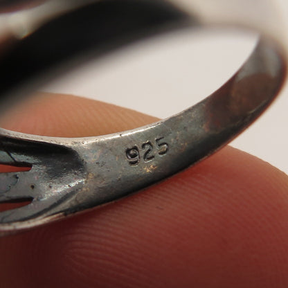 925 Sterling Silver Vintage Ribbed Ring Size 7.25