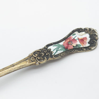 925 Sterling Silver Gold Plated Antique Shepard Mfg. Co. Enamel "August" Spoon