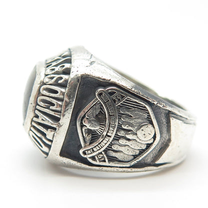 925 Sterling Silver Antique 1939 Jennins Jasper Bowling Association Ring Size 8