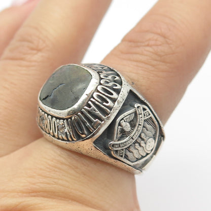 925 Sterling Silver Antique 1939 Jennins Jasper Bowling Association Ring Size 8