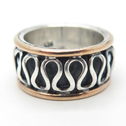 925 Sterling Silver 2-Tone Vintage Eternal Curve Band Ring Size 6.5